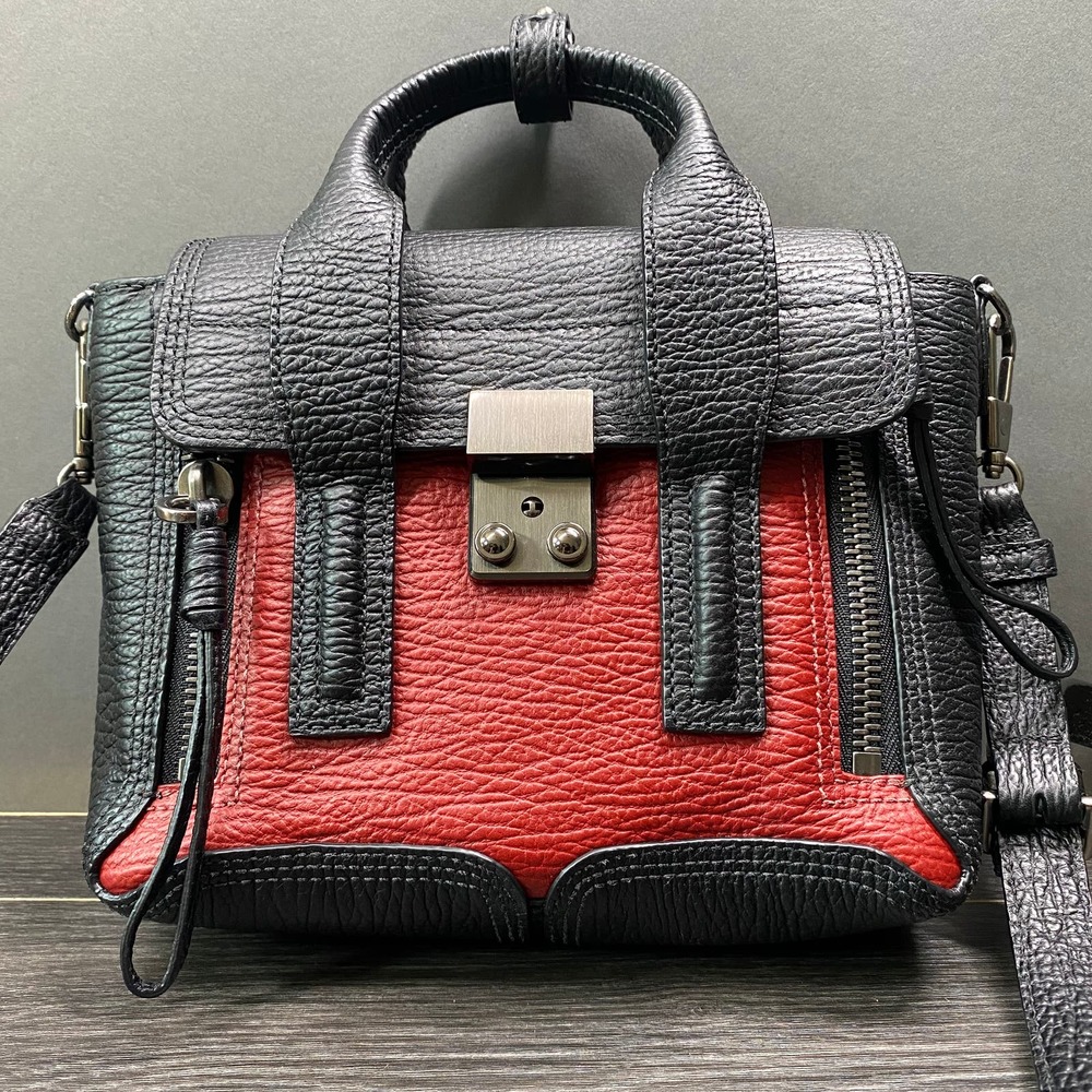 3.1 Phillip Lim Mini Pashli Satchel Black Crimson Leather Tote